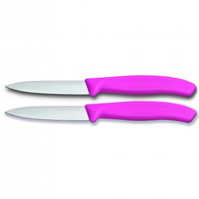 Victorinox Paring Knife, 8 cm Pointed Blade,2 pc Set, Classic, Pink