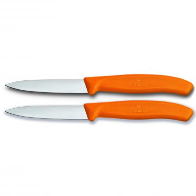 Victorinox Paring Knife, 8 cm Pointed Blade,2 pc Set, Classic, Orange