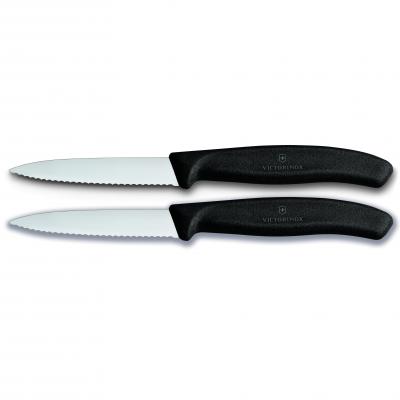 Victorinox Paring Knife, 8 cm Pointed Tip, Wavy Edge, Classic, Black