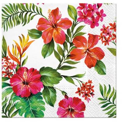 Paw Lunch Napkins 33cm Pack of 20 | 3 Ply | Hawaiian Flowers