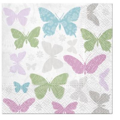 Paw Lunch Napkins 33cm Soft Pack of 20 | 3 Ply | Butterflies