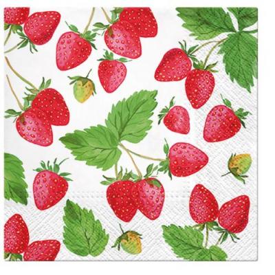 Paw Lunch Napkins 33cm Pack of 20 | 3 Ply | Fresh Strawberry