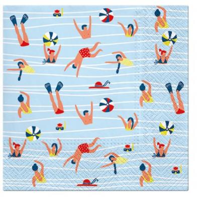 Paw Lunch Napkins 33cm Pack of 20 | 3 Ply | Swimming Pool