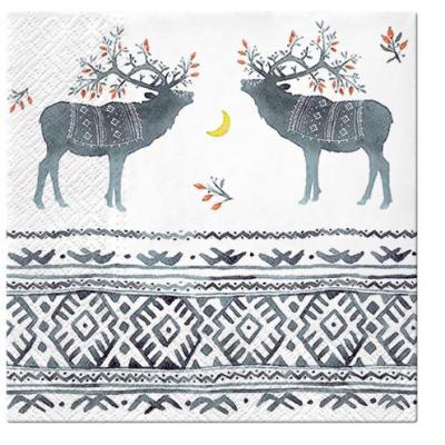 Paw Lunch Napkins 33cm Pack of 20 | 3 Ply | Ethno Deers