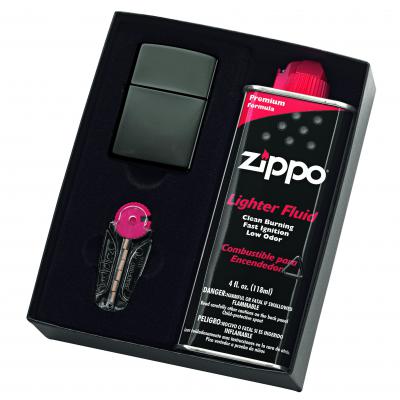 Zippo #150 Black Ice Lighter with Fluid and Flints