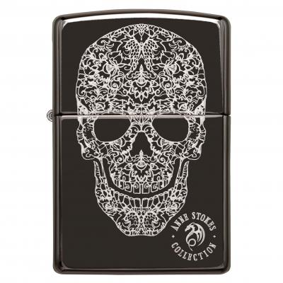 Zippo High Polished Black Skull Lighter