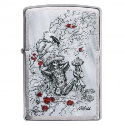 Zippo Brushed Chrome Mexican Skull Lighter