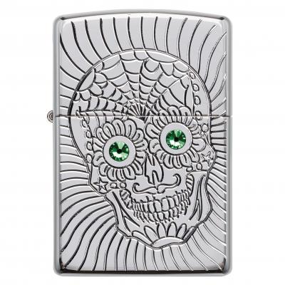 Zippo H-Polished Chrome Armour Skull Web