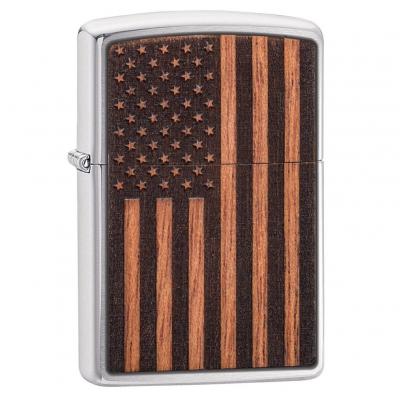 Zippo Woodchuck Flag Brushed Chrome
