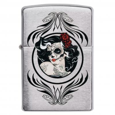 Zippo Portrait Tattoo Ubrushed Chrome