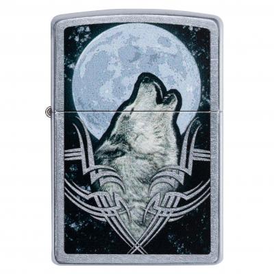 Zippo Lighter Howling Wolf Street Chrome