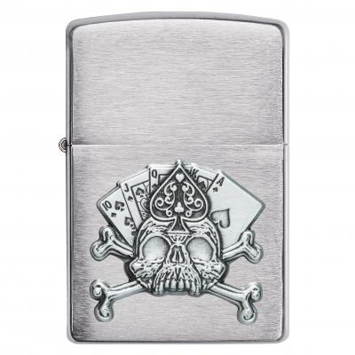 Zippo Skull & Cards Brushed Chrome