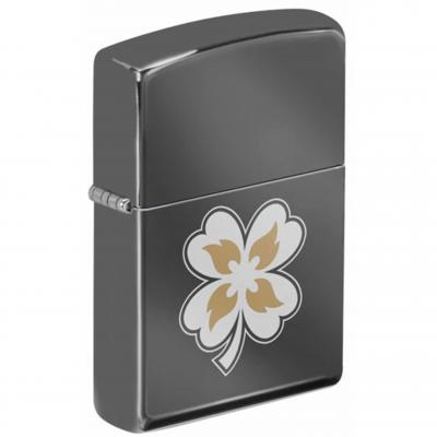 Zippo Four Leaf Clover Lasser Black Ice