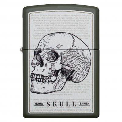 Zippo Skull Page Design Green Matte