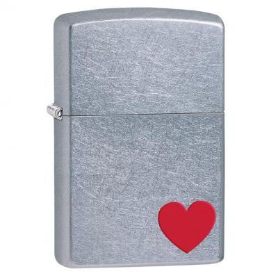 Zippo 29060 Red Heart Street Chrome Lighter 