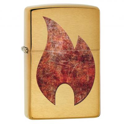 Zippo Brushed Brass Oxidized Flame