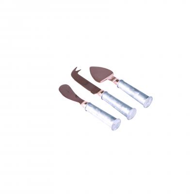 Wilkie Brothers 3 Piece Cheese Knife Set Rose Gold With Galvanised Handles