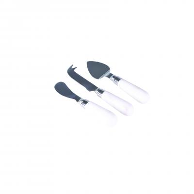 Wilkie Brothers 3 Piece Cheese Knife Set With Marble Handles