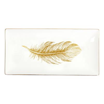 Splosh Tranquil Gold Feather Small Platter