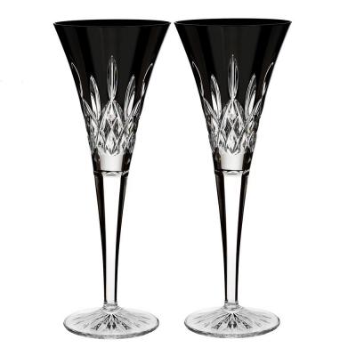 Waterford Lismore Black Flute Pair