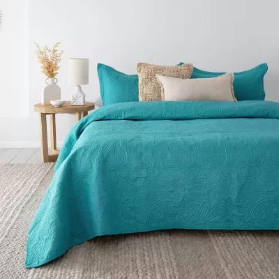 Bambury Paisley Peacock Coverlet Set | Single/Double Bed