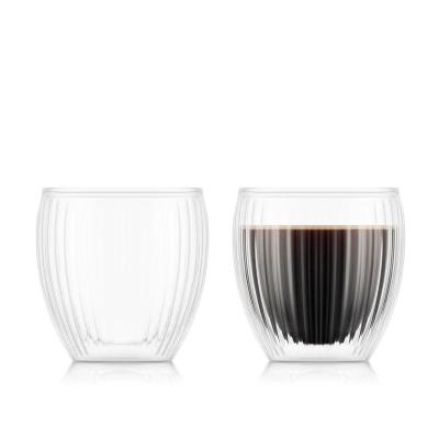 Bodum Pavina Double Wall Glass Small with Ribs 200ml | Set of 2