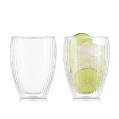 Bodum Pavina Double Wall Glass Medium with Ribs 320ml | Set of 2