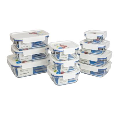 Lock & Lock Clear Glass Container Set White | 10 Piece