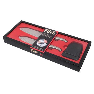 Furi Pro East/West Santoku Knife and Diamond Fingers Sharpener Set 3 Piece 