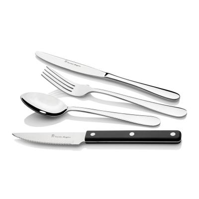 Stanley Rogers Albany Cutlery Set with Black Steak Knives | Casual Setting for 10 | 50 Pieces