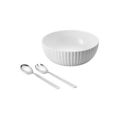 Georg Jensen Bernadotte Salad Bowl with Servers | 3 Piece