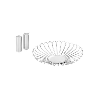 Georg Jensen Bernadotte Bread Basket & Salt and Pepper Shakers | 3 Piece