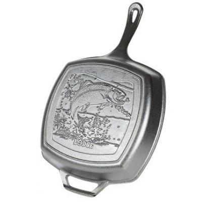 Lodge - 10.5" Fish Wildlife Stamped Cast Iron Square Skillet