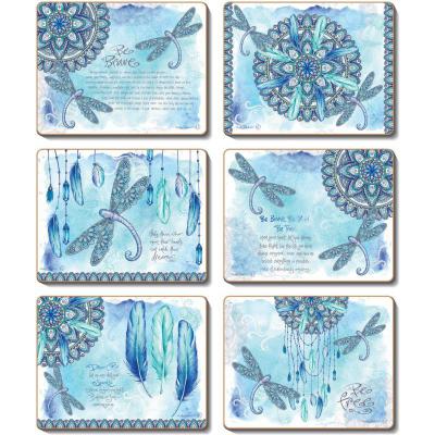 Cinnamon Mandala Dragonfly Cork Backed Placemats | Set of 6pcs 