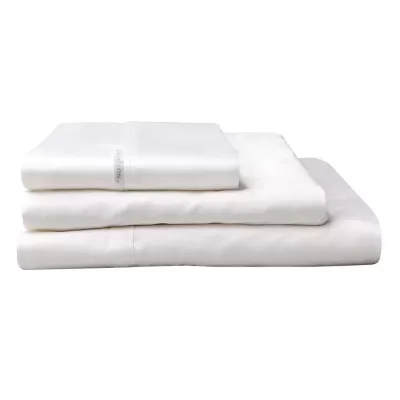 Logan & Mason 300TC Cotton Percale Fitted Sheet White | Long Single Bed