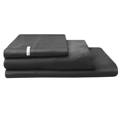 Logan & Mason 300TC Cotton Percale Fitted Sheet Charcoal | Long Single Bed