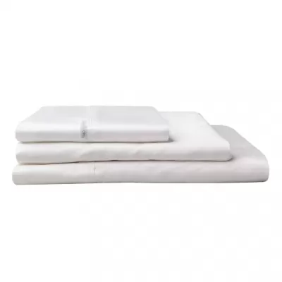 Logan & Mason 400TC Egyptian Cotton Sateen Fitted Sheet White | Deluxe Super King Bed