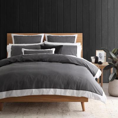 Logan & Mason Essex Charcoal Quilt Cover Set | Queen Bed