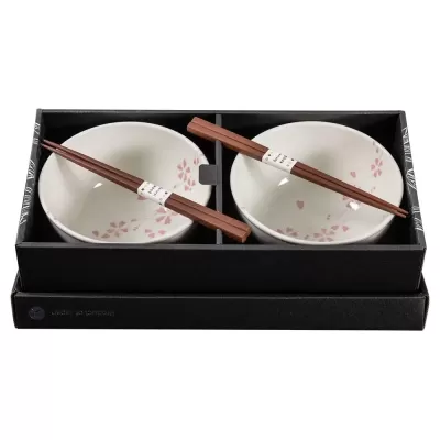 Omotenashi Hanashidare Bowl 16cm with Chopsticks | Set of 4