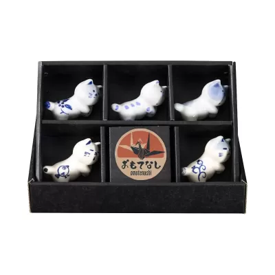Omotenashi Hand Painted Cats Chopstick Rest | Set of 5