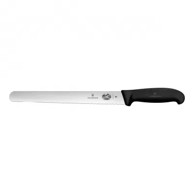 Victorinox Slicing Knife Wavy Edge Blade Fibrox 25cm | Black