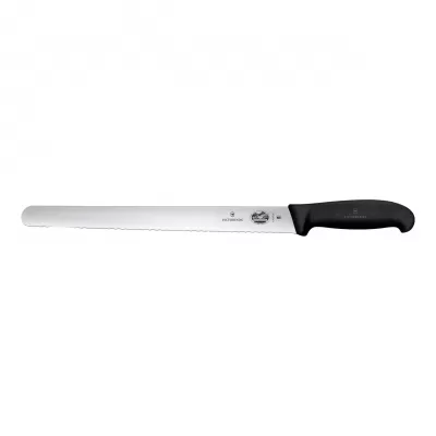 Victorinox Slicing Knife Wavy Edge Blade Fibrox 36cm | Black