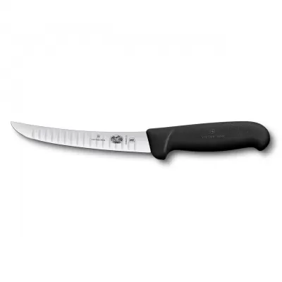 Victorinox Boning Knife Curved Fluted Blade Fibrox 15cm | Black