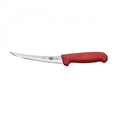 Victorinox Boning Knife Curved Narrow Blade Safety Grip Fibrox 15cm | Red