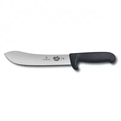 Victorinox Butcher Knife Safety Nose Wide Tip Blade Fibrox 20cm | Black