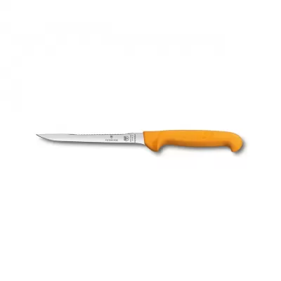 Victorinox Swibo Filleting Knife Flexible Blade Narrow Handle with Scaler Back 16cm | Yellow
