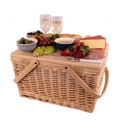 Avanti 4 Person Pinewood Table Top Insulated Picnic Basket | Flora Pattern Lining