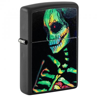 Zippo 540 Colour Lighter | Glowing Skull Black Matte