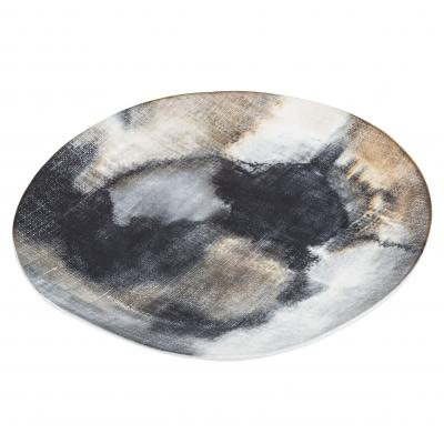 Academy Huxley Round serving platter Black/White/Terracotta 33X33X1.5cm