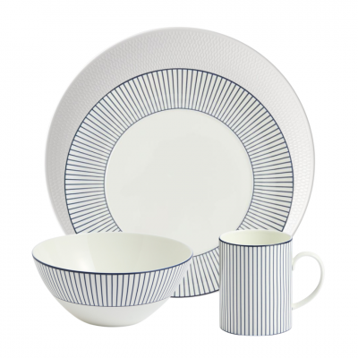 Wedgwood Gio White & Pinstripe White Dinner Set | 16 Piece